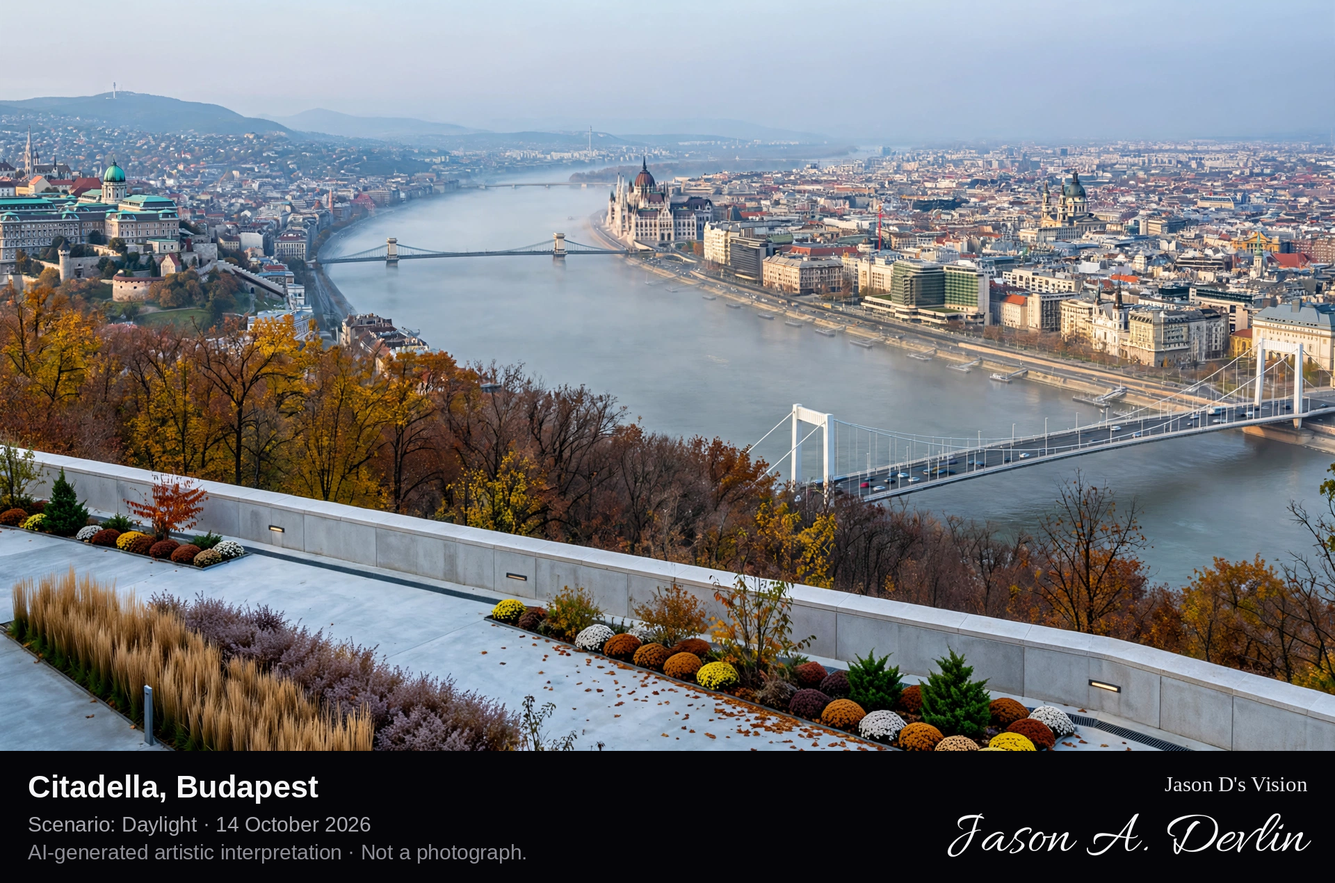 AI-generated artistic interpretation of Citadella, Budapest, Hungary.