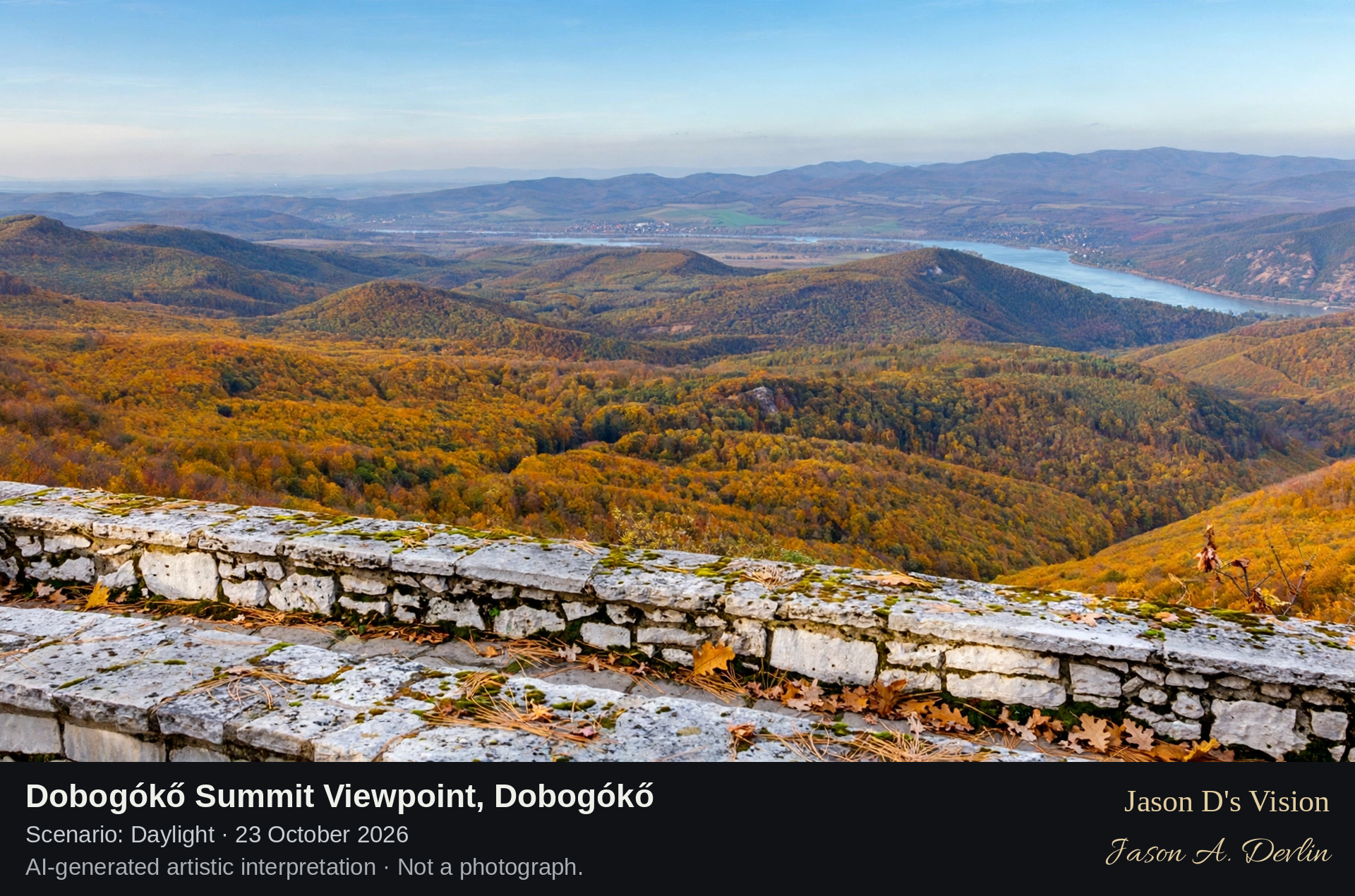 AI-generated artistic interpretation of Dobogókő Summit Viewpoint, Dobogókő, Hungary.