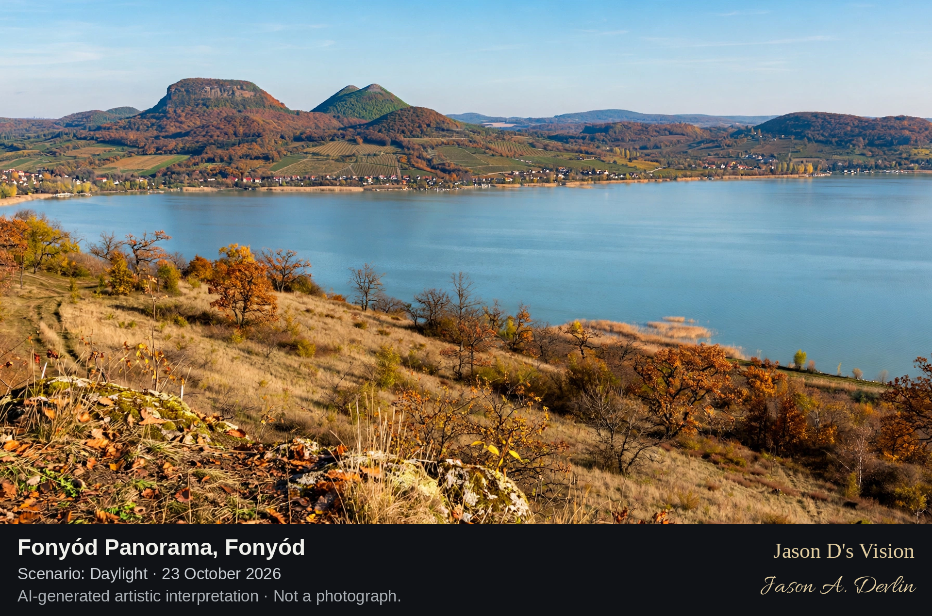 AI-generated artistic interpretation of Fonyód Panorama, Fonyód, Hungary.