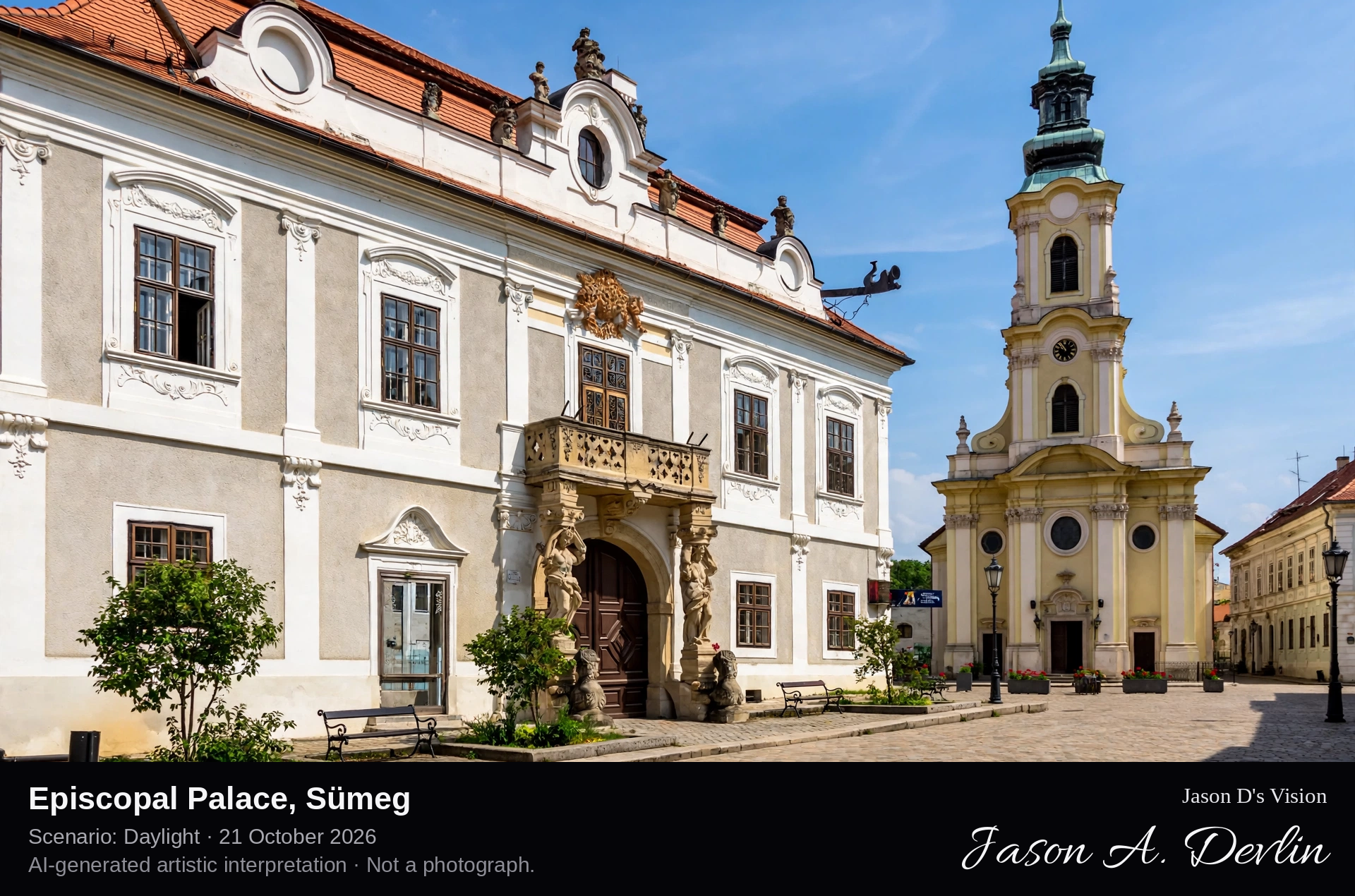 AI-generated artistic interpretation of Episcopal Palace, Sümeg, Hungary.