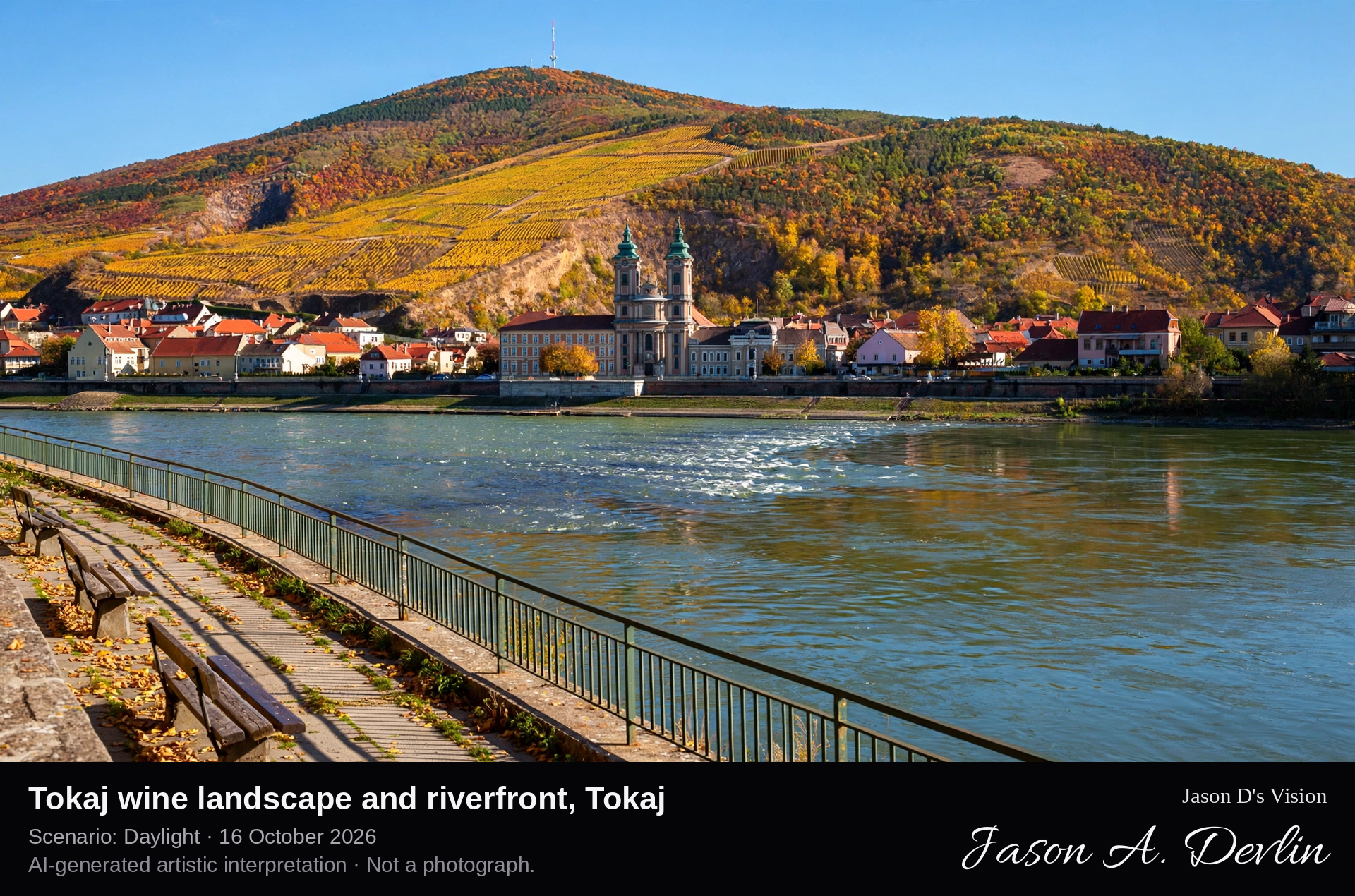 Tokaj wine landscape and riverfront, Tokaj